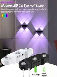 1pc Dual-Pupil Cat Eye Wall Light, RGB Color Changing Atmosphere Light, Smart Sensor Activated, Drill-Free Magnetic Installation Light, Home Atmosphere Decoration, Ideal Holiday Gift - Multiple Styles - View 5