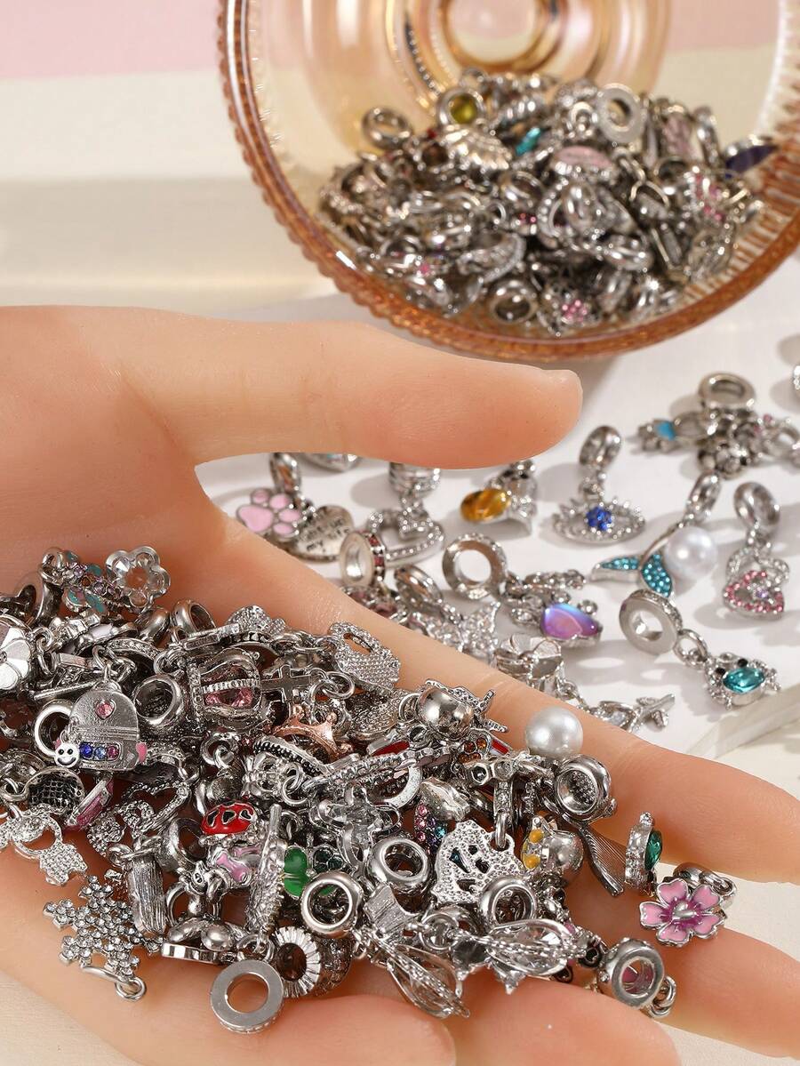 Random Charm Rhinestone Letter Wine Glass Tea Animal, Fabric, Flower Star Moon Life Tree Daily DIY String Decoration Necklace Pendant Pendant - Multicolor - View 1