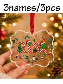 Custom Name Christmas Ornament 2026, Personalized Christmas Tree Hanging Decor, Festive Candy Cane Letter Style, Customized Holiday Ornament, Customizable Name And Year Keepsake, Christmas Home Decoration, Holiday Gift, Christmas Decoration - Style a - View 19