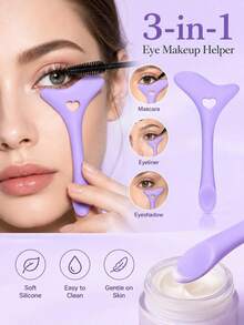 1 Set Silicone Eyeliner Tool Multi-Function Makeup Assistant + Eyeshadow Brush Reusable Eyelash Holder Tool, Suitable For Eye Makeup, Nose Contour Brush Guide Beauty Tool, Professional Makeup Template Assistant, Suitable For Beginners, Unisex, Home Or Salon Use, Makeup Tool Accessories, Vanity Accessories, Accessories, Gifts, Pink, Gifts For Women, Vanity Accessories, Makeup Accessories, Gifts For Women - Multicolor - View 3