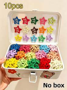 10pcs/30pcs/50pcs Dopamine Colorful Star Hair Clips, Cute Girls Bangs Clips, Small Hair Clips, Five-Pointed Star BB Clips, Hair Accessories For Daily Commute - Multicolor - View 4