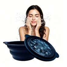 Large Capacity Foldable Multi-Function Ice Bowl/Cold Compress Beauty Device ( Silicone Material): Combines Ice Making And Cold Compress Container In One, Minimalist Solid Color Design (Black, Blue, Pink Three Colors Available). Features Round Basin With Honeycomb Ice Tray And Hanging Hole For Easy Storage - Multicolor - View 3