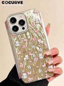Cocurve Tulle Cute Bow Cat & Floral Pattern Compatible With IPhone 17 Pro/17 Pro Max/16 Pro/16 Pro Max/16/15 Pro Max/15 Pro/15/14 Pro Max/14/13 Pro Max/13 Pro/13/12 Pro Max/12 Pro/12/11 Pro Max/11 Pro/11/Plus Shockproof IMD Printed Phone Case, Versatile Unique Design, Perfect Birthday Party Gift For Girlfriend, Best Friend, Close Friend, Beautiful Gift - Multicolor - View 2