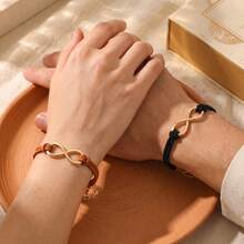 2pcs Fashionable Versatile Alloy 8-Figure Infinity Symbol Friendship Couple Bracelets, Suitable For Valentine's Day And Daily Wear Accessories - Black and Red - View 6