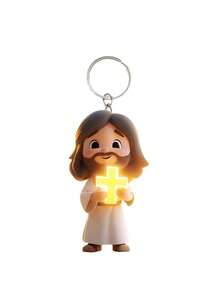 Jesus 2D Acrylic Keychain, Handheld Cross Pendant, Car Key Ring, Handmade Assembled Accessory, Religious Style Creative Gift - A - View 4