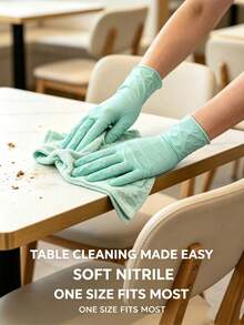 4/50/100pcs Green Disposable Nitrile Gloves, Powder-Free Latex-Free, Reusable Soft Comfortable High-Quality Nitrile Gloves, For Home And Professional Cleaning, Bagged - Green - View 5