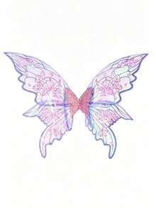 Shiny Butterfly Fairy Wings Costume Set, With Flower Crown, Elf Ears And Magic Wand. Suitable For Halloween Role-Playing And Party Events. - Multicolor - View 33