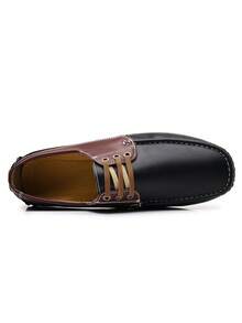Men's Colorblock Patchwork Versatile Fashion Comfortable Driving Loafers Slip-On Loafers Minimalist Commute Business Casual Daily Travel Work Outfit Lightweight Flat Leather Shoes - Brown - View 9