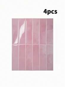 1/4/10pcs Self-Adhesive Peel And Stick Tile Backsplash - Pink Watercolor 3D Self-Adhesive Tiles, Suitable For Kitchen, Bathroom, Decorative Wall Tiles - Pink Large Size - View 8
