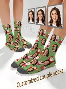 1 Pair Customized Face Pattern Socks, Personalized Photo Socks, Custom Printed Socks, Funny Face Socks, Custom Pattern Socks, Print Any Face Pattern On Socks, Anniversary Gift, Valentine's Day Gift, Unique Birthday Gift, Customized Collectible Gift - Multicolor - View 11