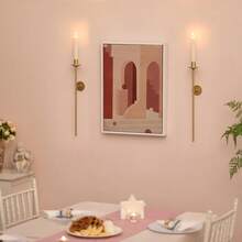 Vintage Taper Candle Holder Wall Mount, 2-Piece Set, Gold Finish As Stylish Wall Decor - 2pcs - View 5