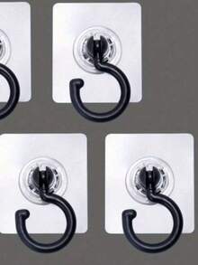 5pcs Rotatable Adhesive Ceiling Hooks - No Drilling, Easy To Install, For Hanging Plants, Lanterns And Wind Chimes - Multipurpose Sticky Hangers, White, Green, Black - Ideal Choice For Home And Garden Decor - Black - View 12