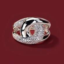 1pc Minimalist Thick Line Knot Design Cubic Zirconia Inlaid Women's Ring - Multicolor - View 1