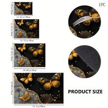 1pc Gold Butterfly Pattern Diatomaceous Earth Absorbent Dish Drying Mat, Pastoral Style, Suitable For Kitchen Countertop, Home Dining Table Decor, Coffee Machine Mat, Breakfast Mat, Table Mat And Holiday Party Decoration - Multicolor - View 7