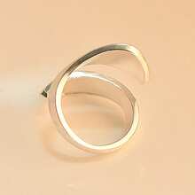 Anillo abierto de moda para mujer con diseño creativo geométrico de semilla de diente de león retorcida, chapado en oro blanco cepillado - Oro blanco - Ver 9