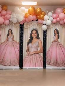 1pc Customized Banner, Personalized Photo Polyester Banner, Outdoor Activity And Porch Decor Backdrop, Suitable For Weddings, Birthdays And General Events, Perfect For Christmas, Thanksgiving And Various Celebrations, Custom Background Printing, Suitable For Indoor, Garden, Fence And Any Occasion Party Decoration - Multicolor - View 3