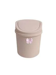 Cute Desktop Trash Can With Bow Decor,Mini Table Waste Bin,Portable Countertop Garbage Bucket,Flip Cover With Lid,For Bedroom,Dorm,Office,Makeup Desk,Countertop,Home Essentials,Unique Birthday Gift,Back-To-School Gift,Holidays Gift,Parties Gift - Multicolor - View 14
