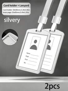 3/6/12pcs Heavy Duty Aluminum Alloy ID Badge Holder With Lanyard, Top Loading Clear Acrylic Window Metal Card Holder, Suitable For Office Staff, Teachers, Nurses, Back To School - Top-loading - View 26