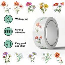 Daisy Wildflower Sticker Roll, Butterfly Planner Stickers, Floral Postage Stamp Stickers - Laptop, Water Bottle, Phone, Skateboard Decals, Planner Supplies, Decorative Envelope Seal Stickers - A - View 2