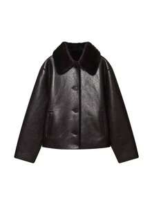 Mellowy Autumn/Winter New Women's European & American Style Fashion Minimalist Reversible Faux Leather Jacket - Brown - View 2