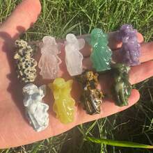 1pc Natural Decorative Stone - Stunning Rainbow Stone Angel Random Style, Beautiful Colors (Purple, Pink, Gray, Green, Yellow, Brown), Each Angel Has Different Color, Suitable For All Holiday Gifts, Best For Spring Or Summer, Perfect Gift For Her - Multicolor - View 3