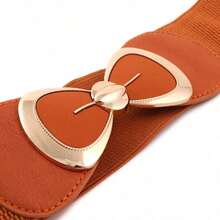 1PC Women Fashion Elastic Decor Waist Belt, Wide Bow Metal Buckle Corset Belt, Gift For Girlfriend For Wedding Banquet Spring Summer Dress Outfit - Bow Knot - View 8