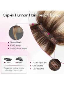 Extensiones de cabello con clips de 360°, adecuadas para mujeres con patillas, 3 clips de , flequillo completo - S1/60 - Ver 4