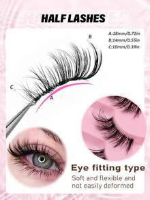 Asiteo 7 Pairs Half Eye Lashes Cat Eye Fox Eye Lashes, Elongated Outer Corner Eyelashes, Reusable Use False Eyelashes, Soft Wispy 3d Faux Mink Lash Extension Makeup,Lashes,Fake Lashes - Black - View 2