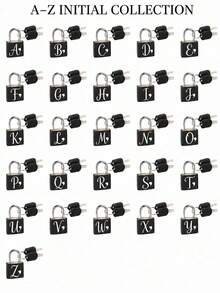 Portable Small Plastic Luggage Lock With White Heart Pattern And A-Z Letters, Includes 2 Keys. This Mini Metal Key Lock Is Suitable For Travel Bags, Backpacks And Suitcases, And Is An Ideal Gift For Back To School Or Graduation Season. - Multicolor - View 9