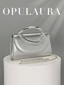 OpulAura Vintage Solid Color Clutch Bag, Versatile Compact Purse Suitable For Wedding, Party, Prom, Dinner And Other Occasions,Bride - Silver - View 1