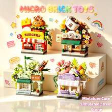 微粒迷你城市街道場景積木 6 件組禮品袋，3D 組裝玩具創意 DIY 手作裝飾，ABS 樹脂材質，療癒減壓教育益智玩具，親子互動培養動手專注力，桌面溫馨療癒迷你擺飾，適合聖誕節、萬聖節、週年紀念、生日、國慶日、紀念日派對 - 彩色 - 查看 5