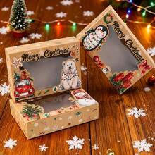 36/72/108pcs Party Box Packs, Christmas Gift Boxes With Window, Santa Claus Snowman Design Rectangular Kraft Paper Mixed Gift Boxes, Christmas Gift Packing Boxes, Merry Christmas Table Decor, Includes Christmas Stickers - Multicolor - View 4
