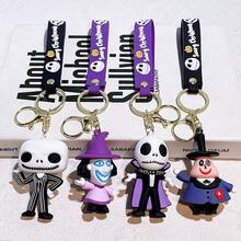 Disney Cartoon Skeleton Silicone Keychain With Printed Lanyard, Car Key And Interior Hanging Accessory, Creative Bag Charm Decor, Suitable For Halloween Adult Gift - Multicolor - View 3