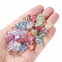 30pcs AB Color Acrylic Butterfly Beads With Glitter Transparent Faceted Butterfly Loose Spacer Beads For Jewelry Making DIY Bracelet Necklace Earring - Butterfly - View 2