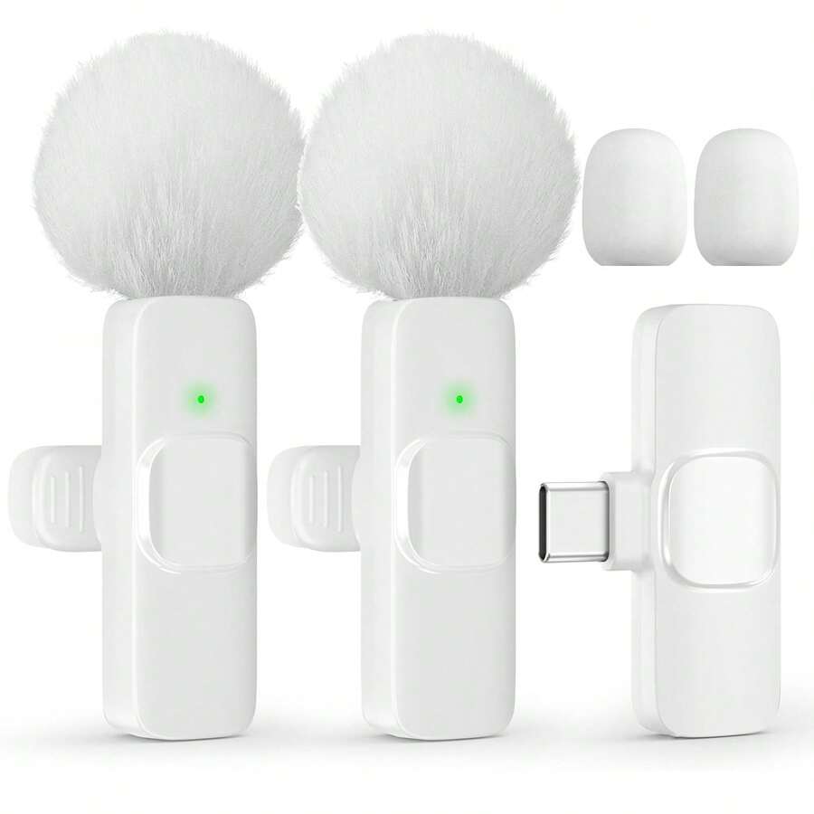 HITOZON Wireless Lavalier Lapel Microphone For Smartphone, Plug‑And‑Play Clip‑On Mic With Noise Reduction, Ideal For Vlogging, Live Streaming, Podcasting, Interviews & Teaching - White - View 1