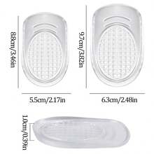 1 Pair Soft Half-Size Heel Pads, Unisex Self-Adhesive Shock-Absorbing Invisible Height-Increasing Pressure-Relieving Heel Cushions For Sports - Clear - View 2