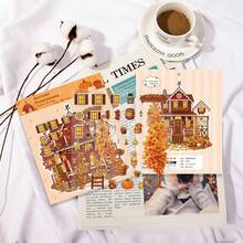 Autumn Farmhouse Landscape Stickers DIY Scrapbooking Collage Decorative Sticker Pack - Multicolor - View 2