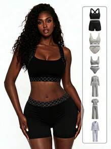 Rest Era Women's Pajama Sets And Lingerie Sets. Available In Black, Gray, Stripes, Plaid, And Gray-And-White Color-Block Styles. - Multicolor - View 1