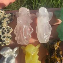 1pc Natural Decorative Stone - Stunning Rainbow Stone Angel Random Style, Beautiful Colors (Purple, Pink, Gray, Green, Yellow, Brown), Each Angel Has Different Color, Suitable For All Holiday Gifts, Best For Spring Or Summer, Perfect Gift For Her - Multicolor - View 5