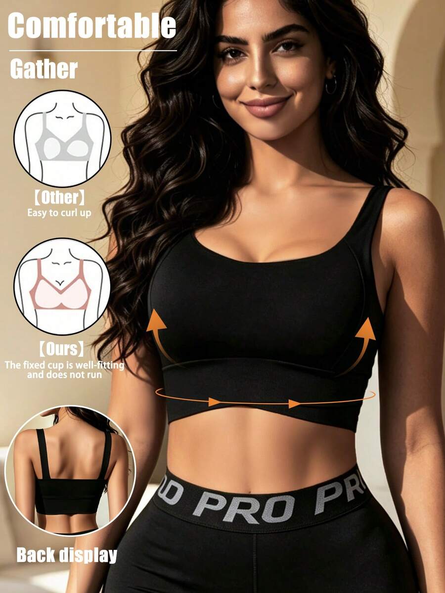 Yoga Tank Tops Breathable Sports Bra With Shockproof And Gathered Function Giving You A Beautiful Back Shape Workout Tank Gym Top - Black - View 1
