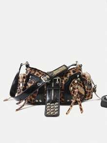 2026 New Women's Underarm Bag, Large Capacity Korean Style, High-End Fashion Vintage Motorcycle Rivet Shoulder Bag - Multicolor - View 2