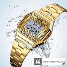 SKMEI 1415 Unisex Waterproof Square Digital Watch, With Alarm, Stainless Steel Band, Luxury LED Sports Watch - one-size - View 7