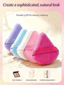 5pcs Loose Powder Puff Set, Cushion Sponge Puff, Triangle Puff, Ultra Soft Crystal Velvet Set, Skin-Friendly Soft Loose Powder Puff, Makeup Sponge, Makeup Tools, Travel Essential, High Cost-Performance - Multicolor - View 4