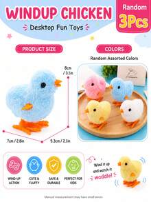 1pc 2pcs 3pcs 4pcs Random Color Jumping Chick Cute Realistic Wind-Up Plush Doll, Moving And Running, Creative Plush Doll Doll For Teenagers, Home Decor Gift - Multicolor - View 13