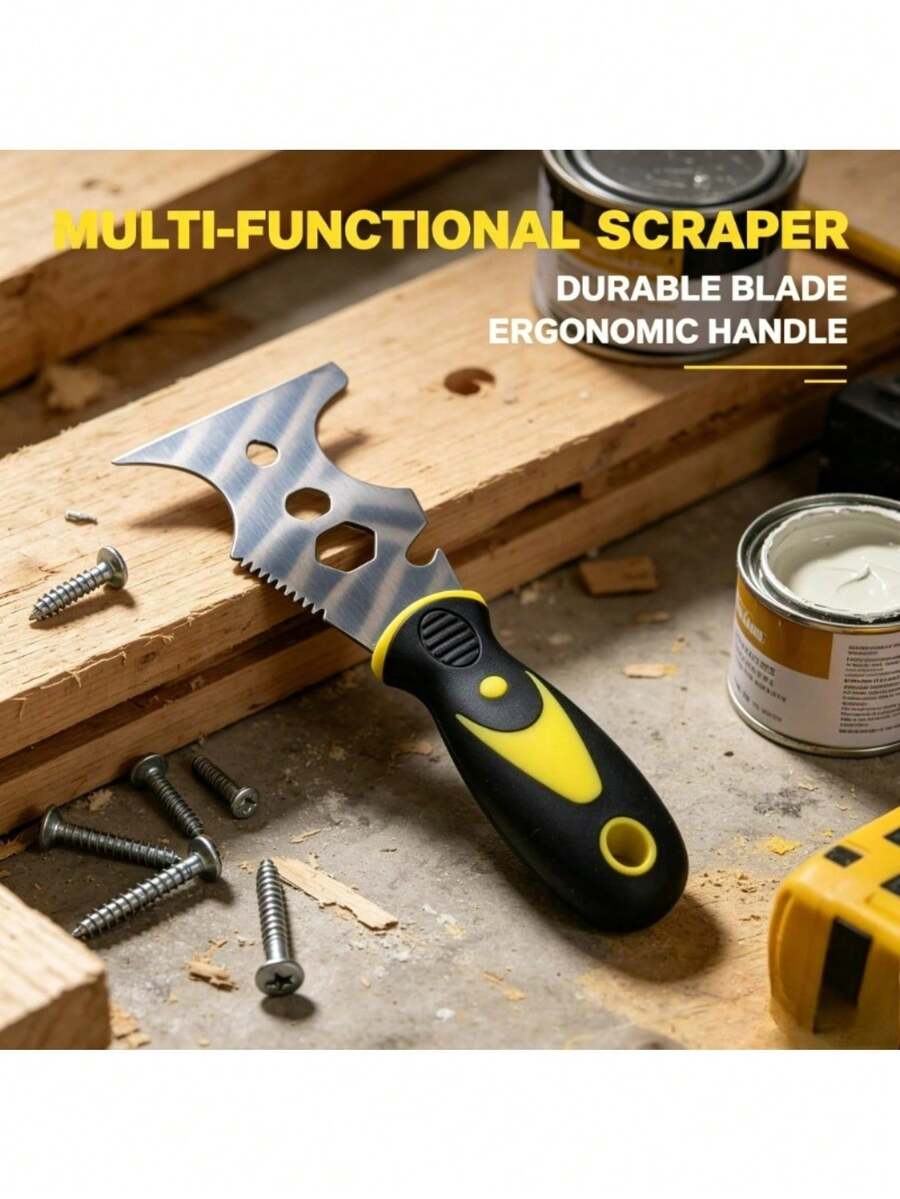 15-In-1 Multi-Function Paint Scraper, With Serrated Edge, Ergonomic Handle And Metal Blade - Sturdy Construction, Efficient Paint Removal, Suitable For DIY Projects And Professional Use, Paint Removal Tool