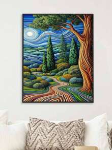 DIY Swirling Starry Cypress Tree Path (Frameless 8x12 / 16x20 Inches) Paint By Numbers Kit(Acrylic) Arts & Crafts For Adult Beginners, Relaxing Home Wall Decor, And Unique Seasonal Holiday Gifts - Sets - View 5