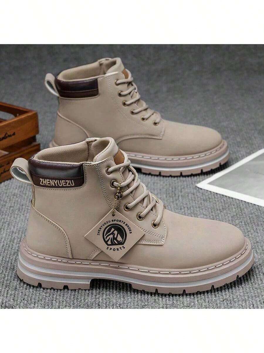 Men's High-Top Boots, Men's Work Boots, Big Toe Motorcycle Boots, Height-Increasing Boots, Men's Shoes, Men's Boots - Grey - View 1
