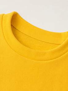 1pc Tween Boys Casual Sports Street Style Number 10 Brazil Flag Element Print Yellow Fleece Sweatshirt Autumn/Winter - Yellow - View 3
