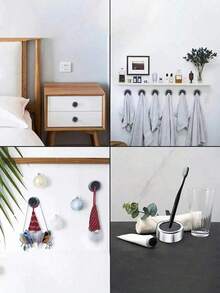 3pcs Kitchen Towel Rack, Self-Adhesive Wall-Mounted Cloth Hook, Round Wall-Hanging Towel Storage Rack, Suitable For Bathroom, Kitchen, Home, Wall, Cabinet, Garage - Multicolor - View 6