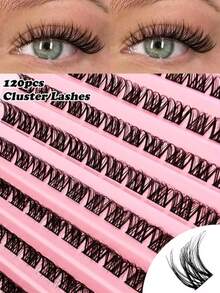 120pcs C-Curl Single Cluster False Eyelashes, Cat Eye Effect, Segmented Single Lash, Pointed Tip, Single Lash Extension - D - View 1